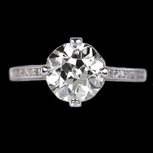 Solitaire Round Ring Accents Prong Set Old Miner Real Diamonds 2.50 Carats