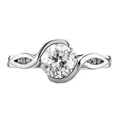 Solitaire Round Ring Old Mine Cut Real Natural Earth Mined Diamond Twisted Style 1.25 Carats
