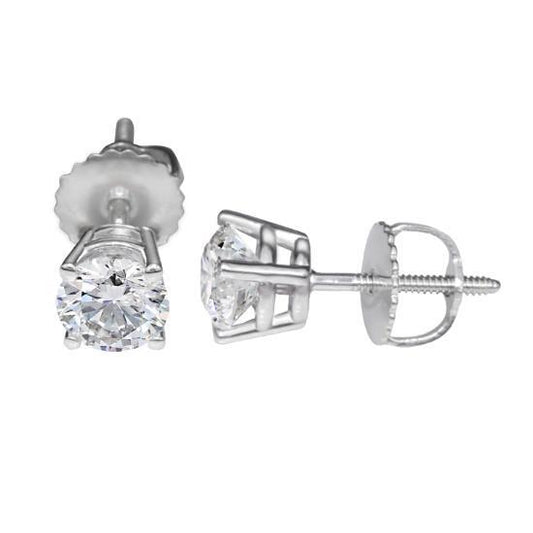 Solitaire Round Shaped 1.50 Carats Genuine Diamond Women Stud Earring Jewelry