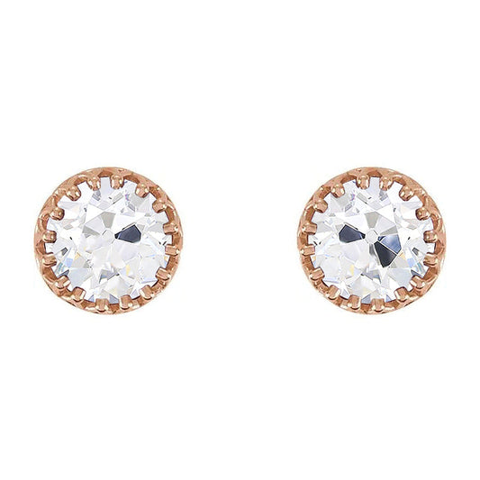 Old Mine Cut Diamond ring in 14K Rose Gold – main view