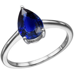 Authentic Royal Blue Sapphire Precious Stone Ring – 14K White