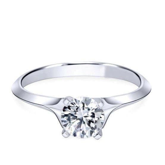 Solitaire Sparkling 1 Carat Real Diamond Anniversary Ring White Gold 14K