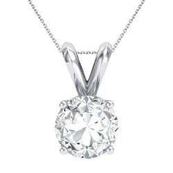 Solitaire Sparkling 1 Carat Real Diamond Necklace Pendant Gold White 14K