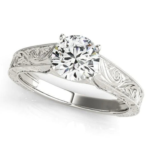 Solitaire Sparkling 2.75 Carats Genuine Diamond Antique Style Ring White Gold 14K