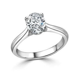 Solitaire Sparkling 2.85 Carats Oval Cut Real Natural Earth Mined Diamond Anniversary Ring