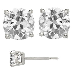 Authentic Old Mine Cut Diamond Earrings – 7 ct in 14 Karat White