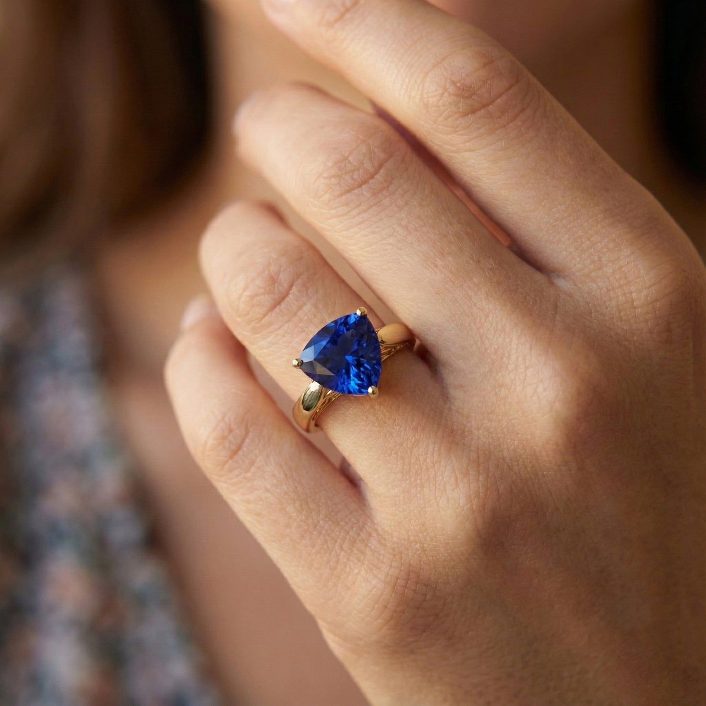 natural trillion sapphire 3ct ring with diamond accents