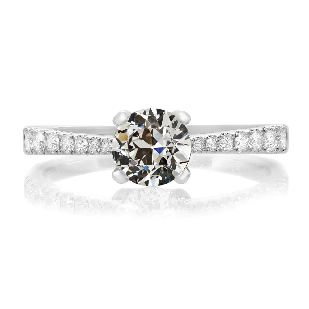 Solitaire Wedding Ring With Accents Round Old Cut Real Diamond 3.50 Carats
