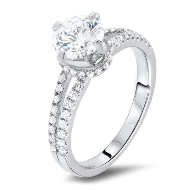 Solitaire With Accent 3.20 Carats Round Cut Real Diamond Ring