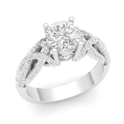 Solitaire With Accent 3.60 Carats Natural Diamonds Fancy Ring White Gold 14K