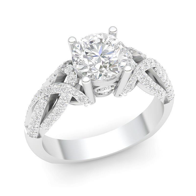 Solitaire With Accent 3.60 Carats Natural Diamonds Fancy Ring White Gold 14K