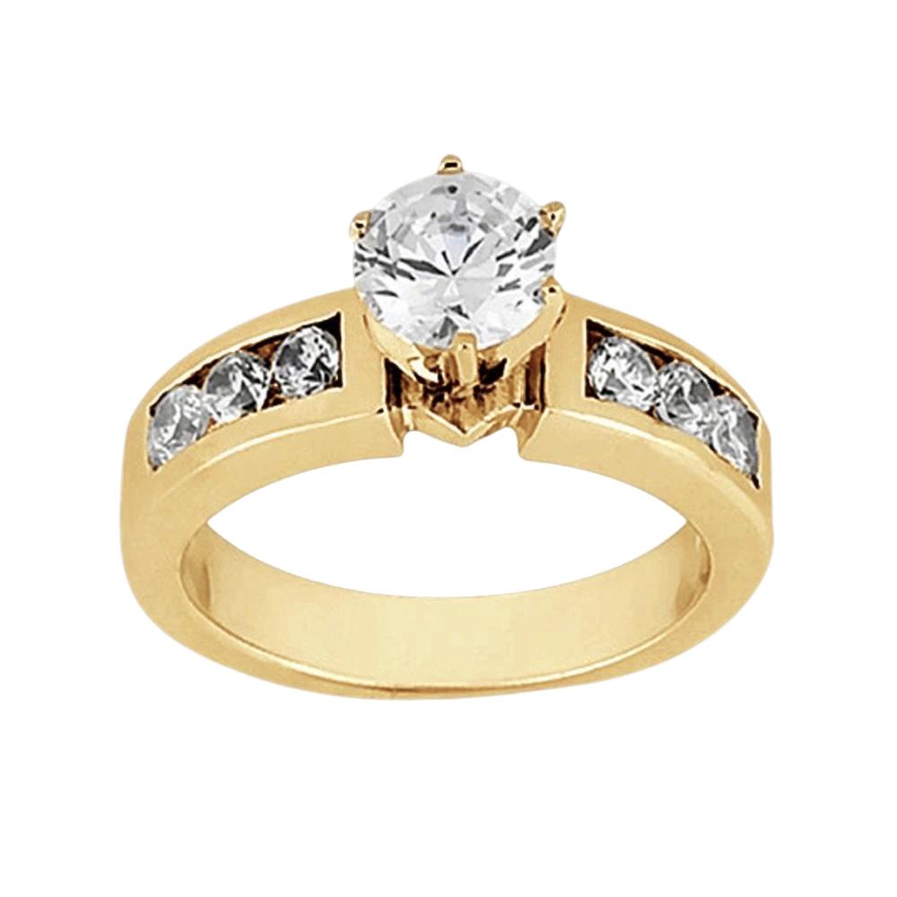 Solitaire With Accent Genuine Diamond 2.15 Carats Ring Yellow Gold 14K