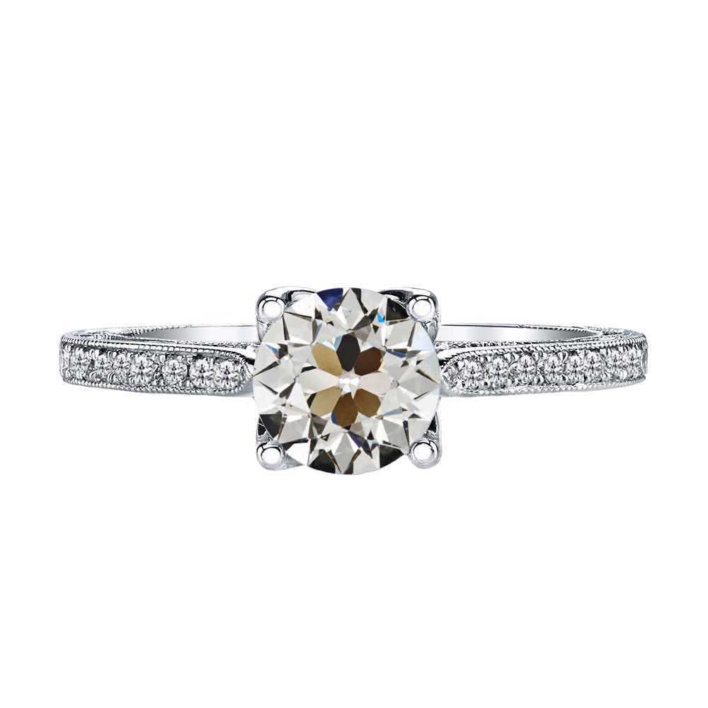 Antique Cushion Diamond ring in 14 Karat White Gold – main view