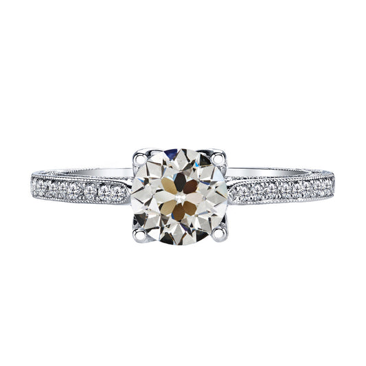 Antique Cushion Diamond ring in 14 Karat White Gold – main view