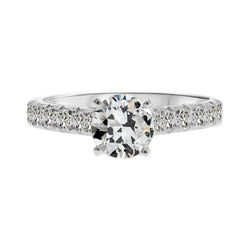 Handcrafted Solitaire with Side Stones with Antique European