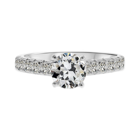 Earth-Mined Brilliant Diamond Solitaire with Side Stones – main view