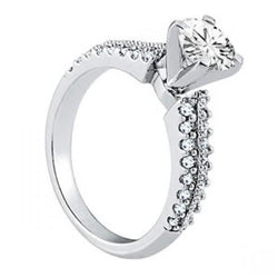 Solitaire With Accents 1.05 Carats Genuine Diamonds Engagement Fancy Ring