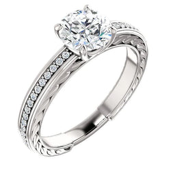 Solitaire With Accents 1.76 Carats Round Real Diamond Anniversary Ring