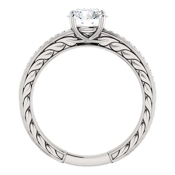 Solitaire With Accents 1.76 Carats Round Real Diamond Anniversary Ring