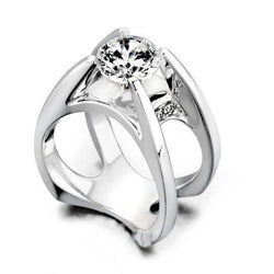 Solitaire With Accents 1.80 Ct Round Cut Natural Earth Mined Diamond Engagement Fancy Ring