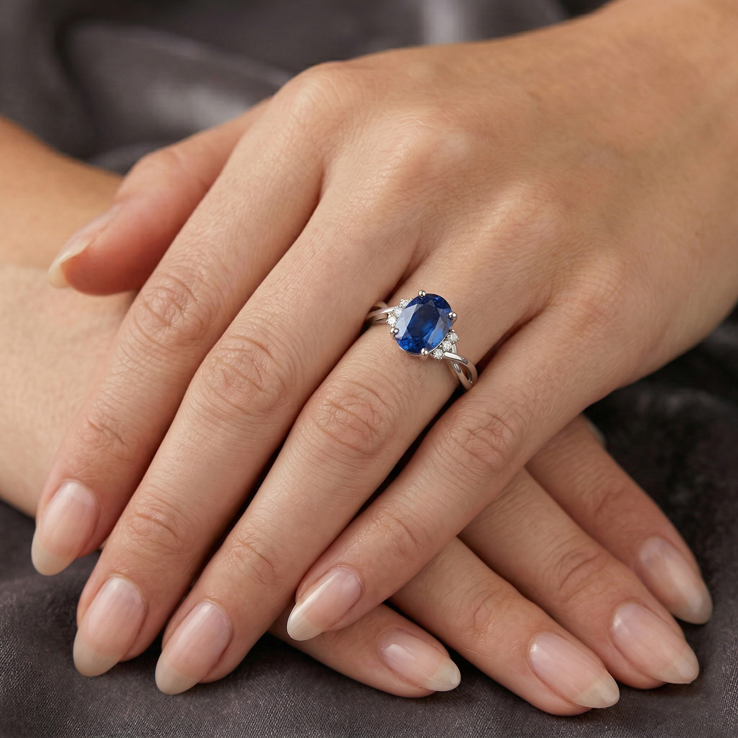 Solitaire With Accents 1.80 Ct Sri Lanka Blue Sapphire Natural Earth Mined Diamond ( Not Lab Grown ) s Ring