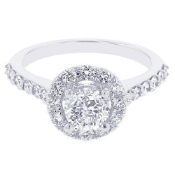 Solitaire With Accents 2.10 Carats Natural Earth Mined Diamond Halo Ring