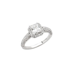 Solitaire With Accents 2.26 Carat Real Diamond Fancy Ring White Gold 14K
