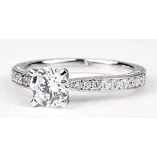 Accents Channel Set Round Genuine Diamond Ring 1.50 Carats