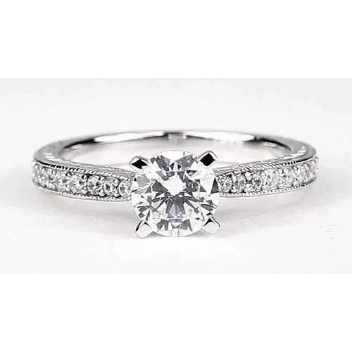 Solitaire With Accents Channel Set Round Genuine Diamond Ring 1.50 Carats