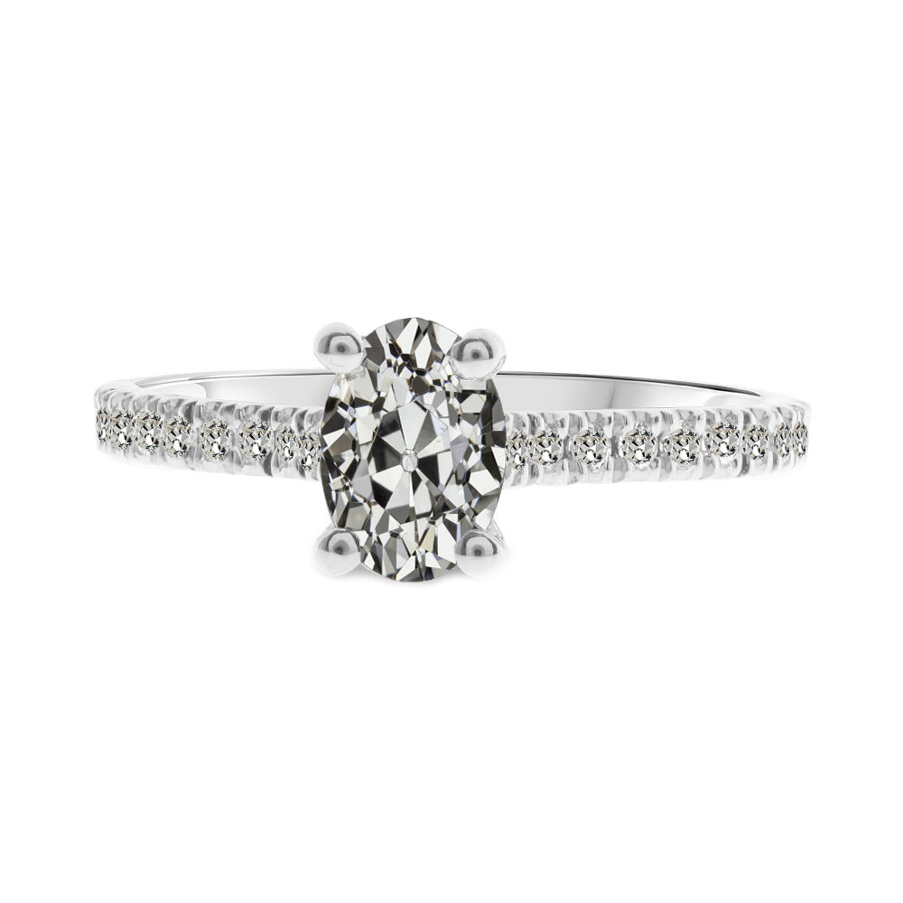 Old Mine Cut Diamond ring in 14K White Gold – main view