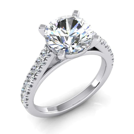 Solitaire With Accents Ring 2.75 Carats Real Diamond