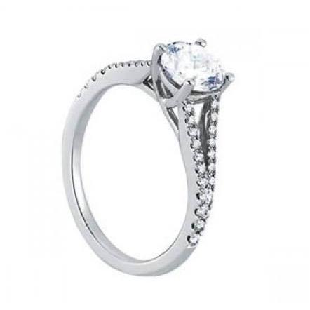 Solitaire With Accents Round Genuine Diamond 1.50 Carats Ring White Gold 14K