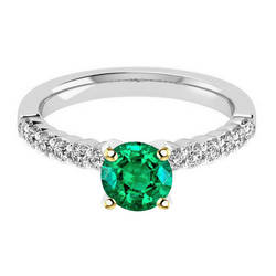 Two-Tone 14K Gold GIA-Certified Colombian Emerald Colored Stone