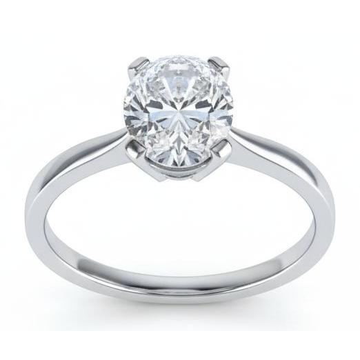 Solitaire Oval 2.50 Carats Genuine Natural Earth Mined Diamond Engagement Ring 14K White Gold
