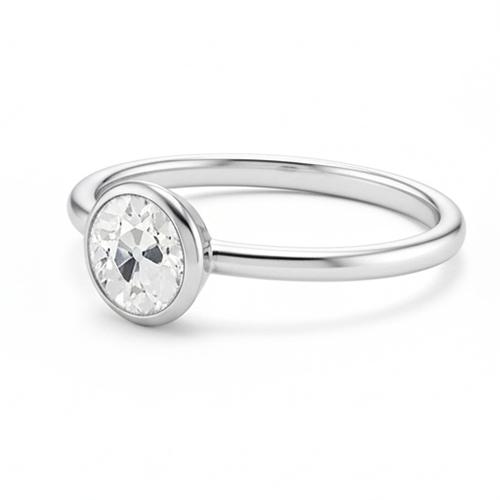 Solitaire Ring Bezel Set Round Old Miner Natural Earth Mined Diamond 1 Carat White Gold