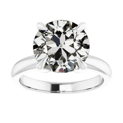 Solitaire Ring Round Old Mine Cut Natural Real Diamond ( Not Lab Grown ) Women’s Jewelry 4.50 Carats