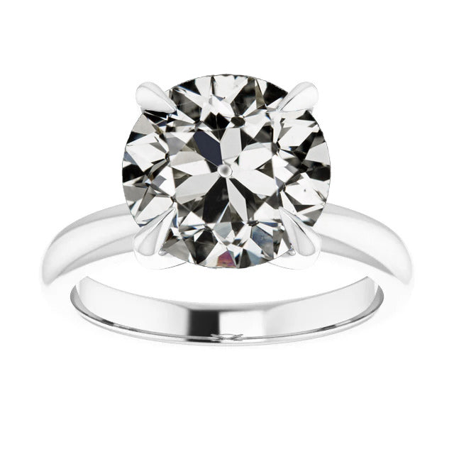 Solitaire Ring Round Old Mine Cut Natural Real Diamond ( Not Lab Grown ) Women’s Jewelry 4.50 Carats