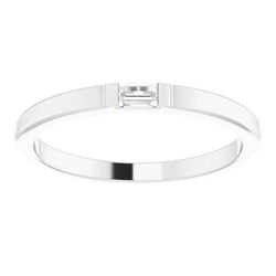 Solitaire Wedding Band Straight Baguette Lab Grown Diamond 0.40 Carats White Gold 14K