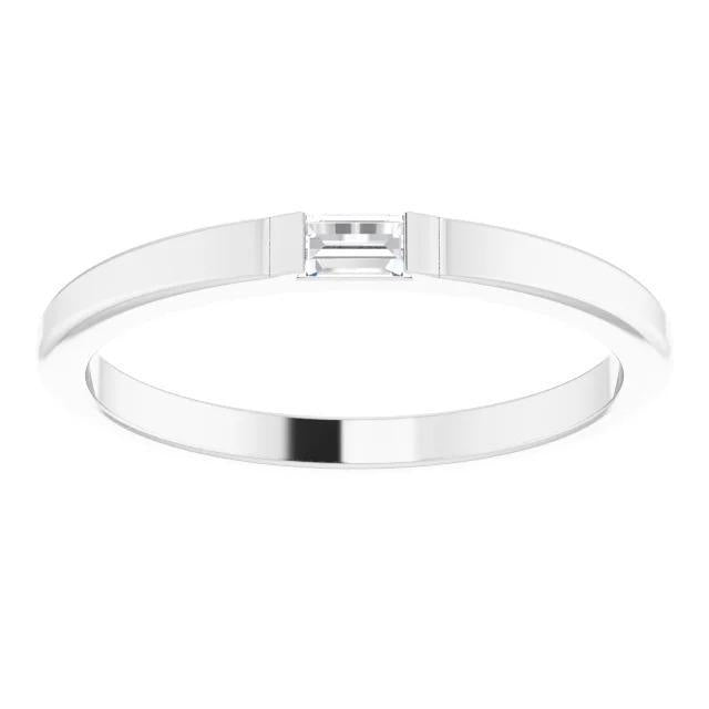 Solitaire Wedding Band Straight Baguette Lab Grown Diamond 0.40 Carats White Gold 14K