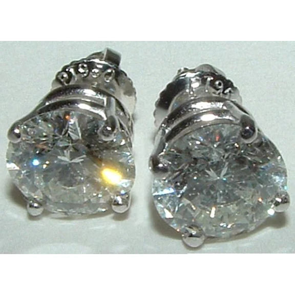 Solitaires Natural Diamond Stud Earrings 4 Carats