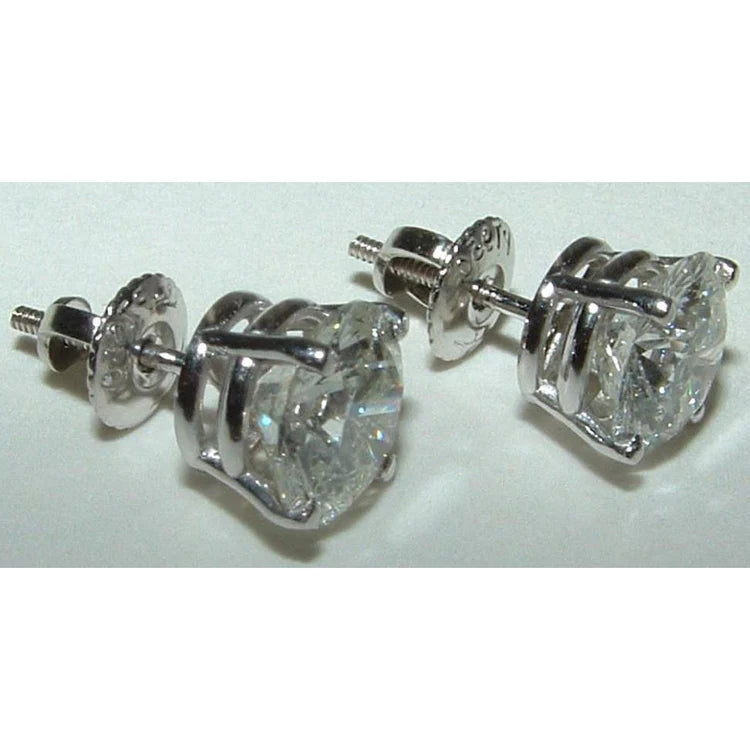 Solitaires Natural Diamond Stud Earrings 4 Carats New