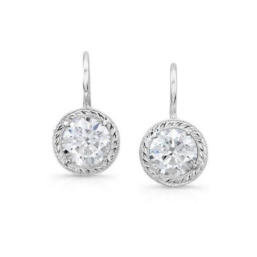 Soltaire Round Real Diamond Drop Earrings