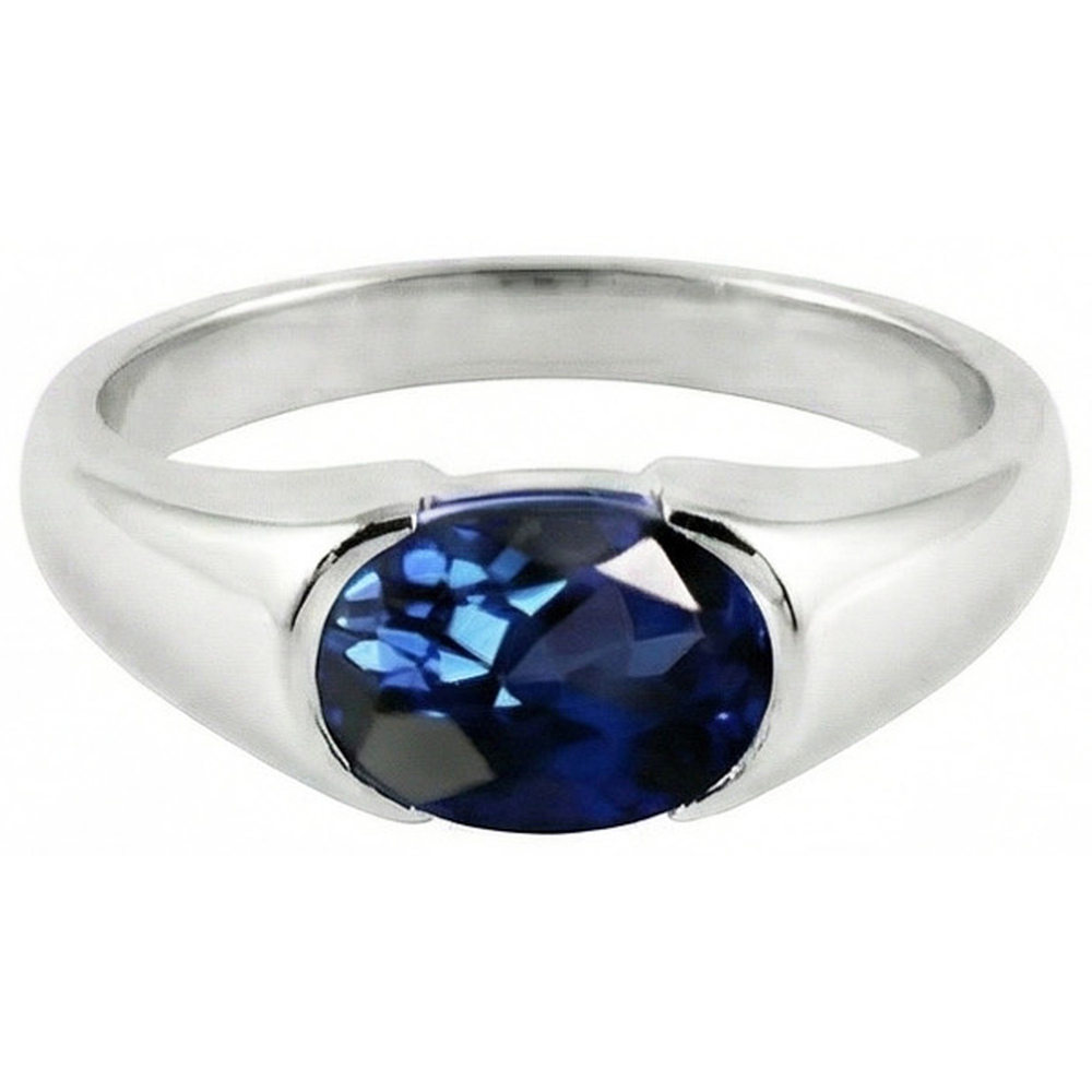 Sparkling 2 Carat Oval Ceylon Blue Sapphire Solitaire Ring