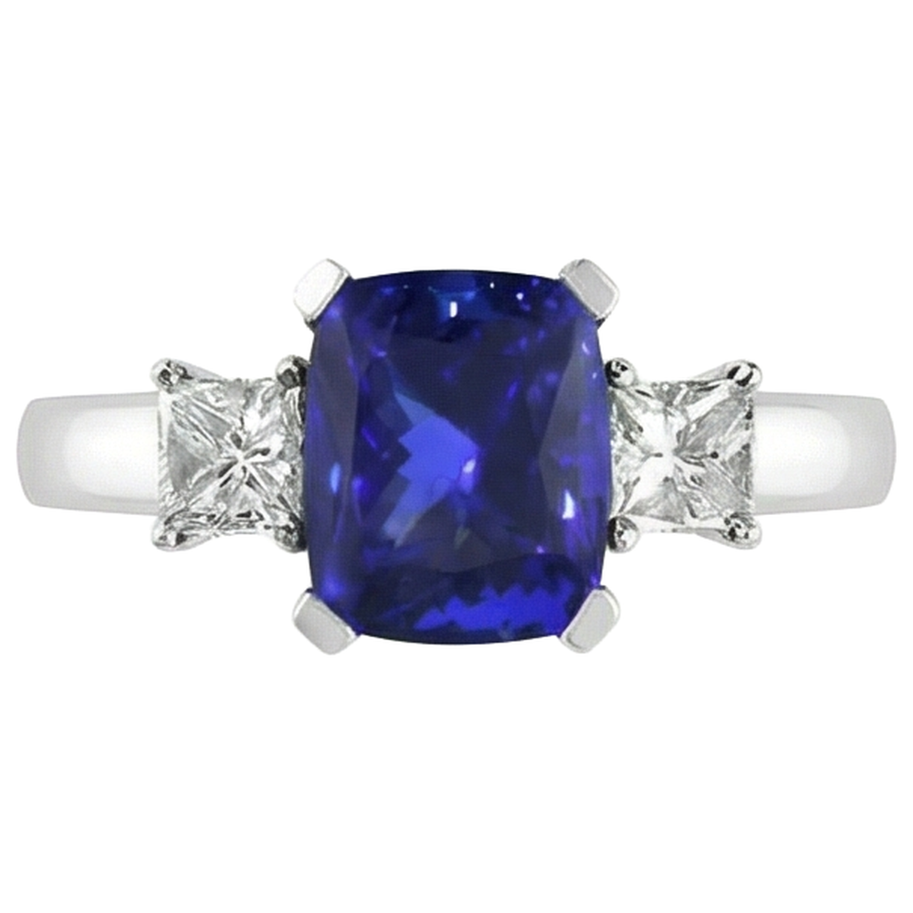 natural princess tanzanite 4.01ct ring side angle