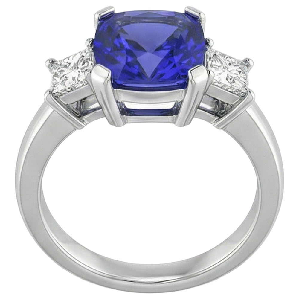 natural princess tanzanite 4.01ct ring top view