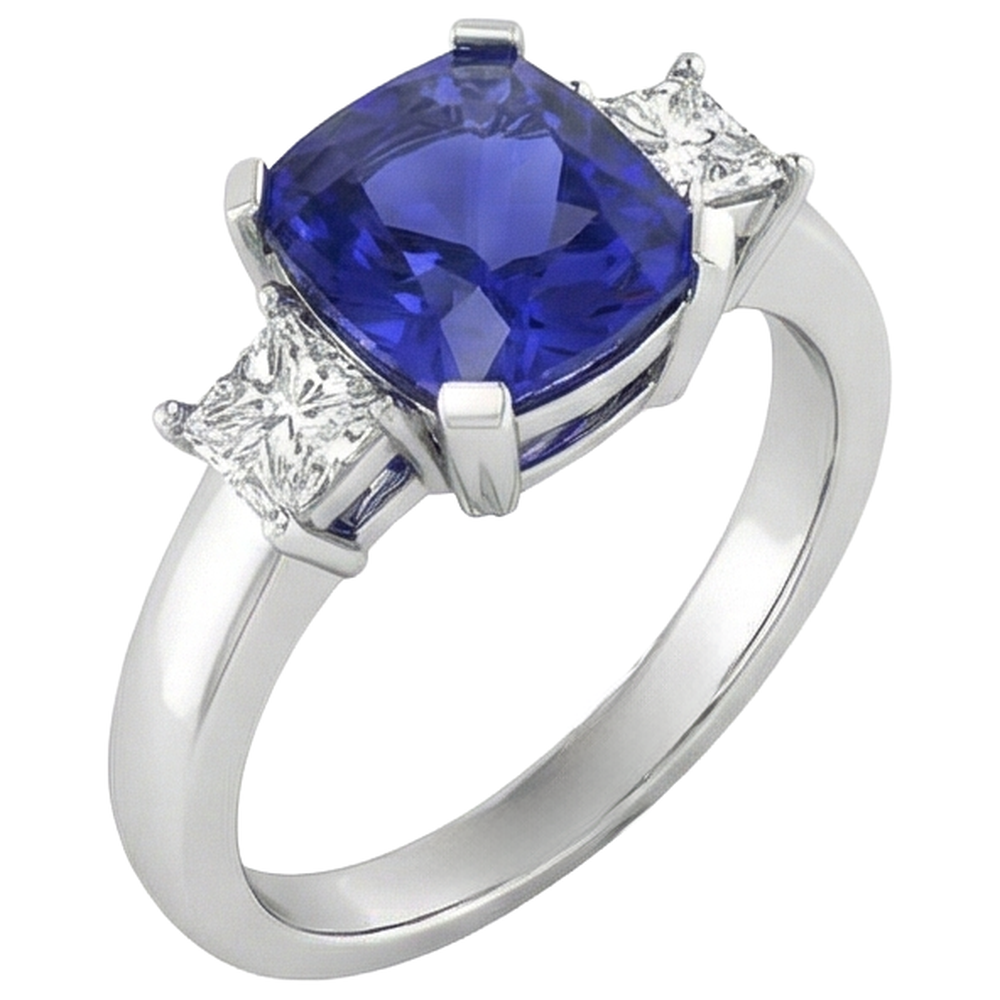 natural princess tanzanite 4.01ct ring profile view