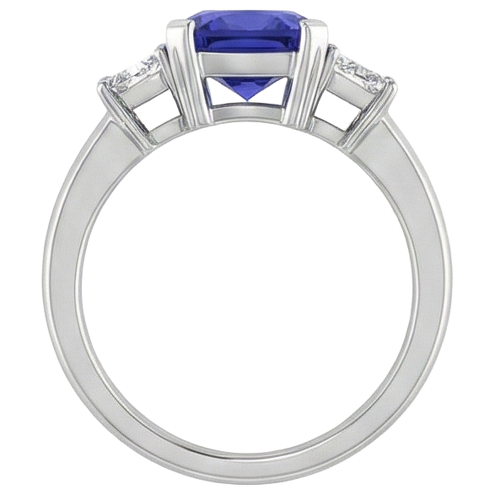 natural princess tanzanite 4.01ct ring on white background