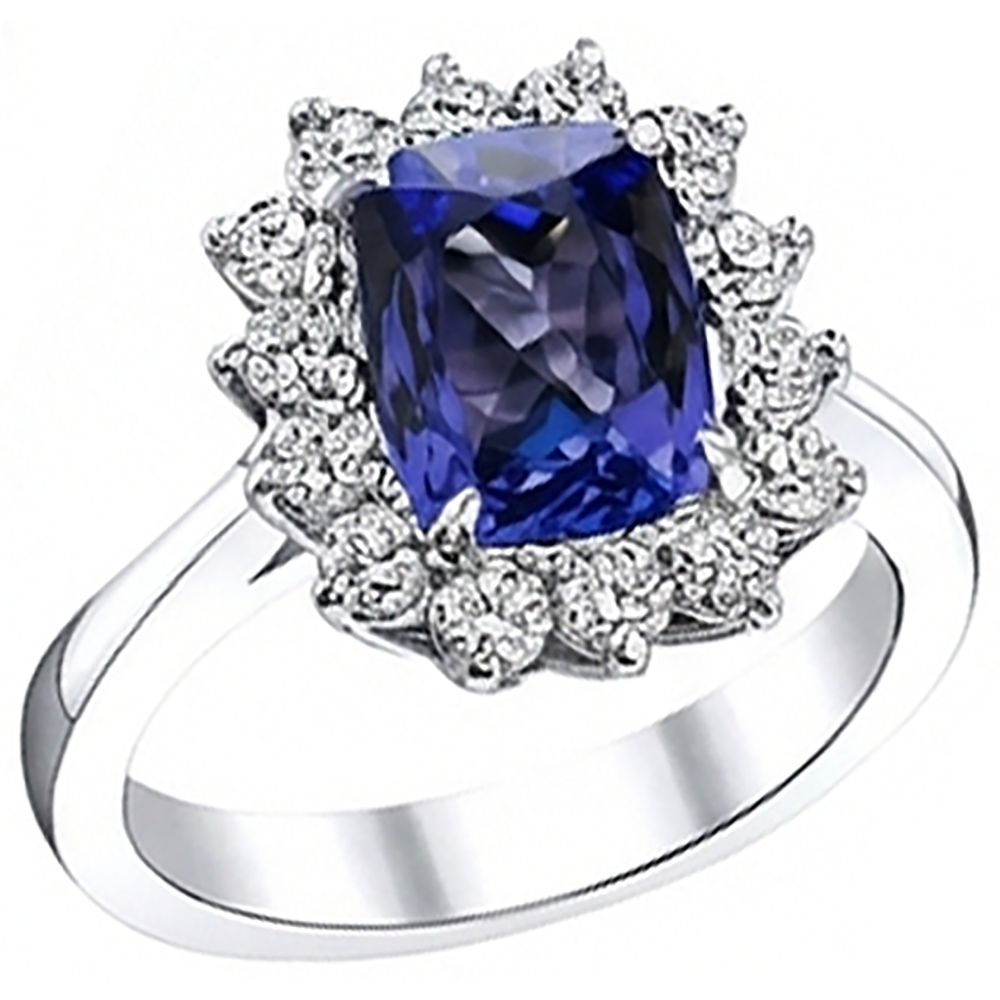 natural round tanzanite 4.30ct ring side angle