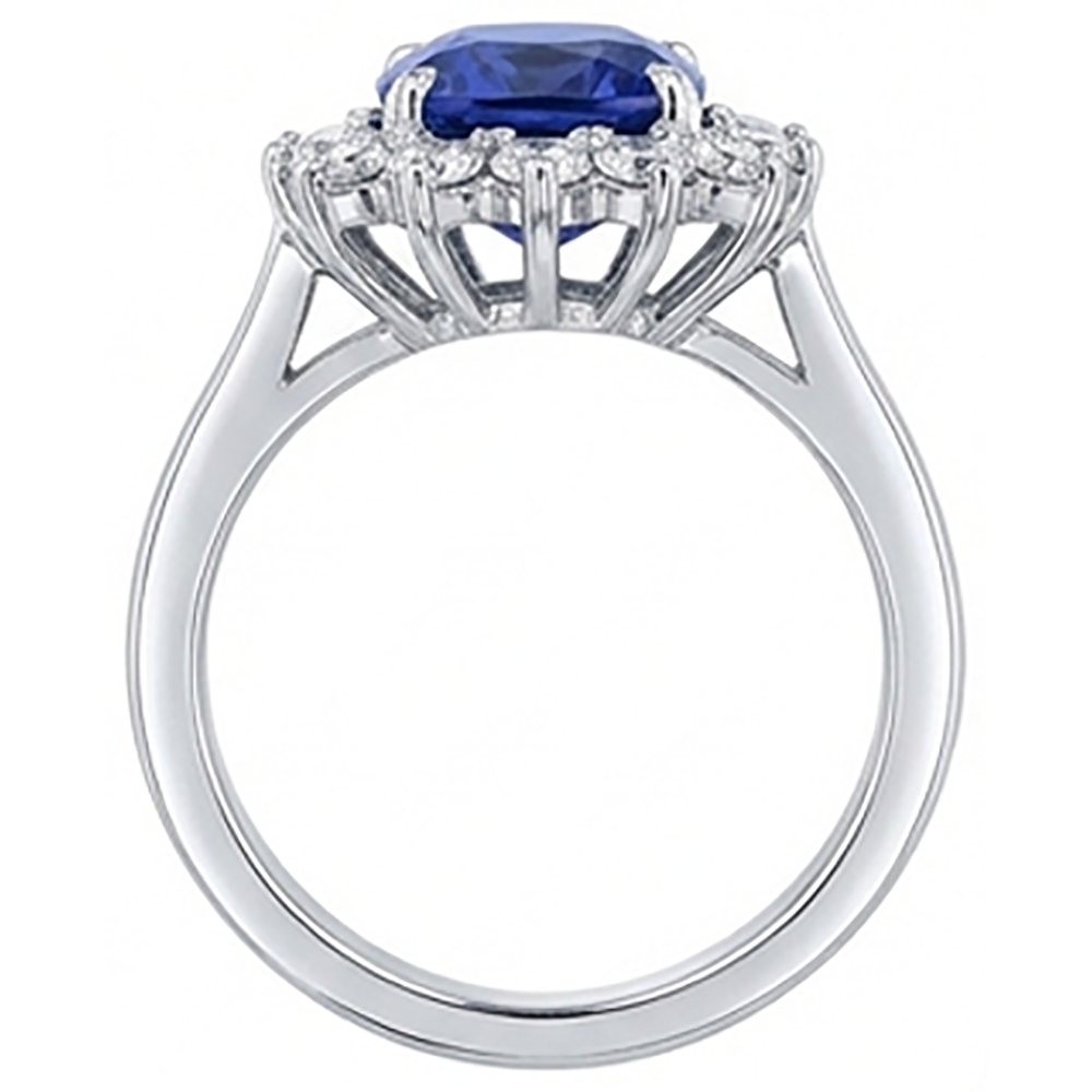 natural round tanzanite 4.30ct ring top view