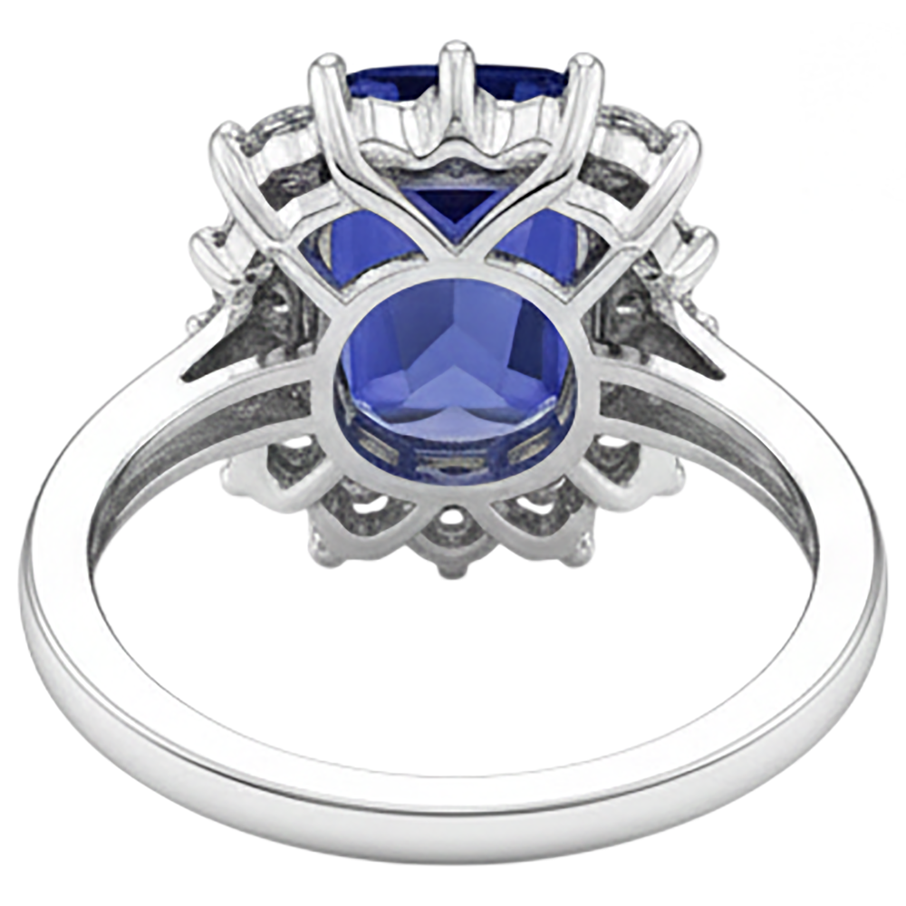 natural round tanzanite 4.30ct ring profile view